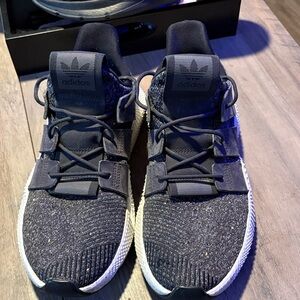 Adidas Men's Dark Gray and White Sneakers